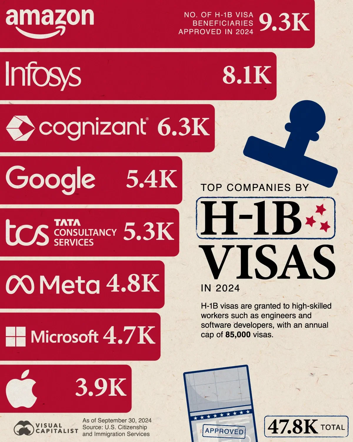 The Top Companies by H-1B Visas in 2024 👨‍💻