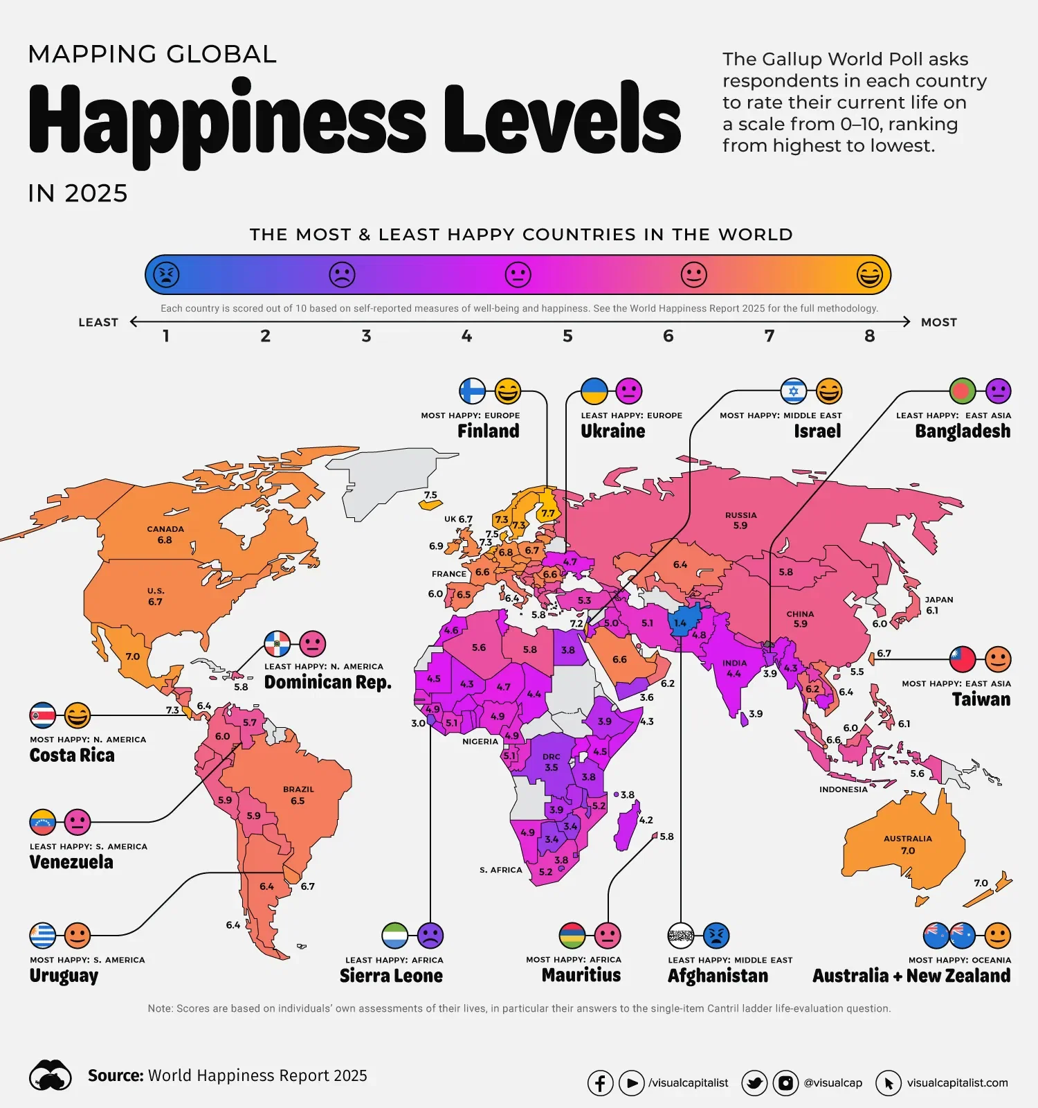 Mapping Global Happiness By Country in 2025