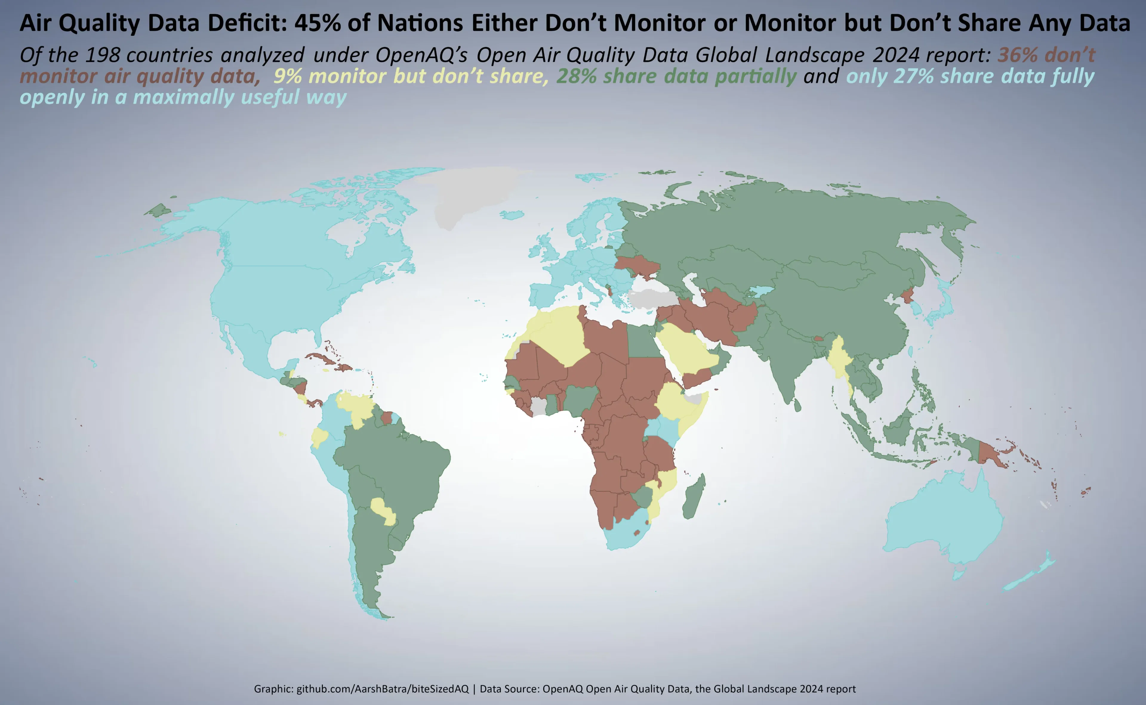 45% of Nations Either Don’t Monitor Air Quality or Monitor but Don't Share Any Data