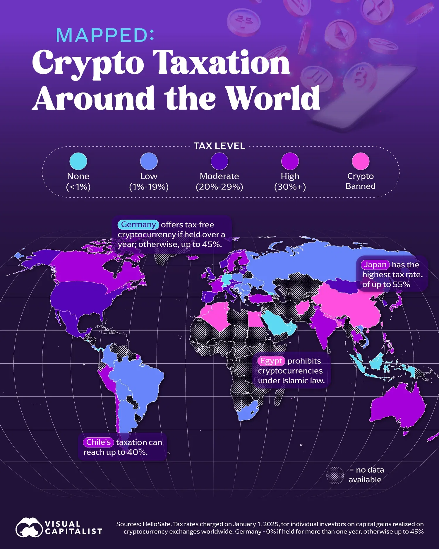 Mapped: Crypto Taxation Around the World 